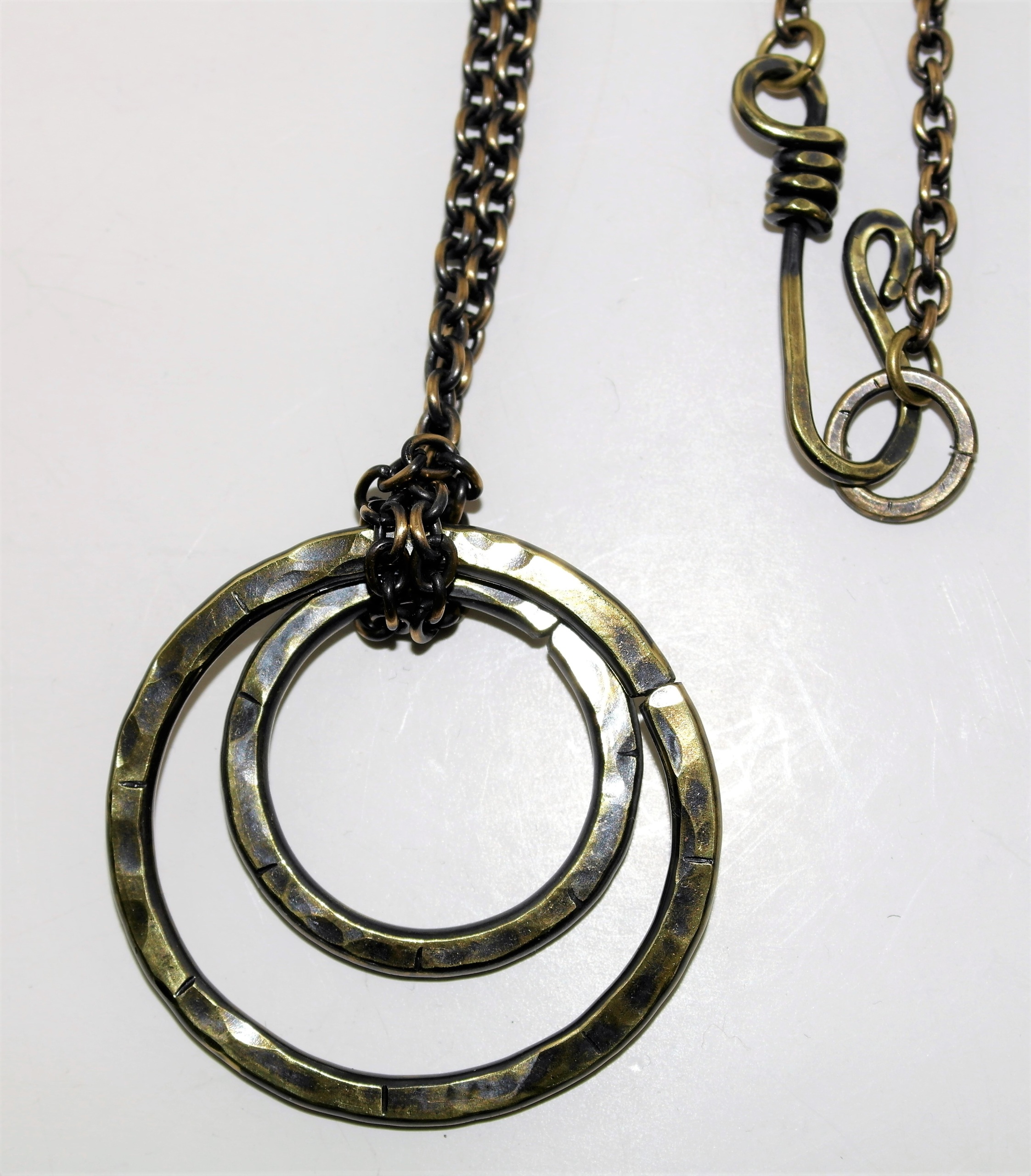 Double Circle Brass Necklace